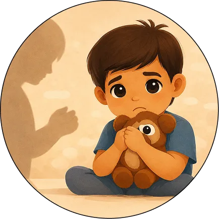Young child sitting with teddy bear showing communication delay concerns